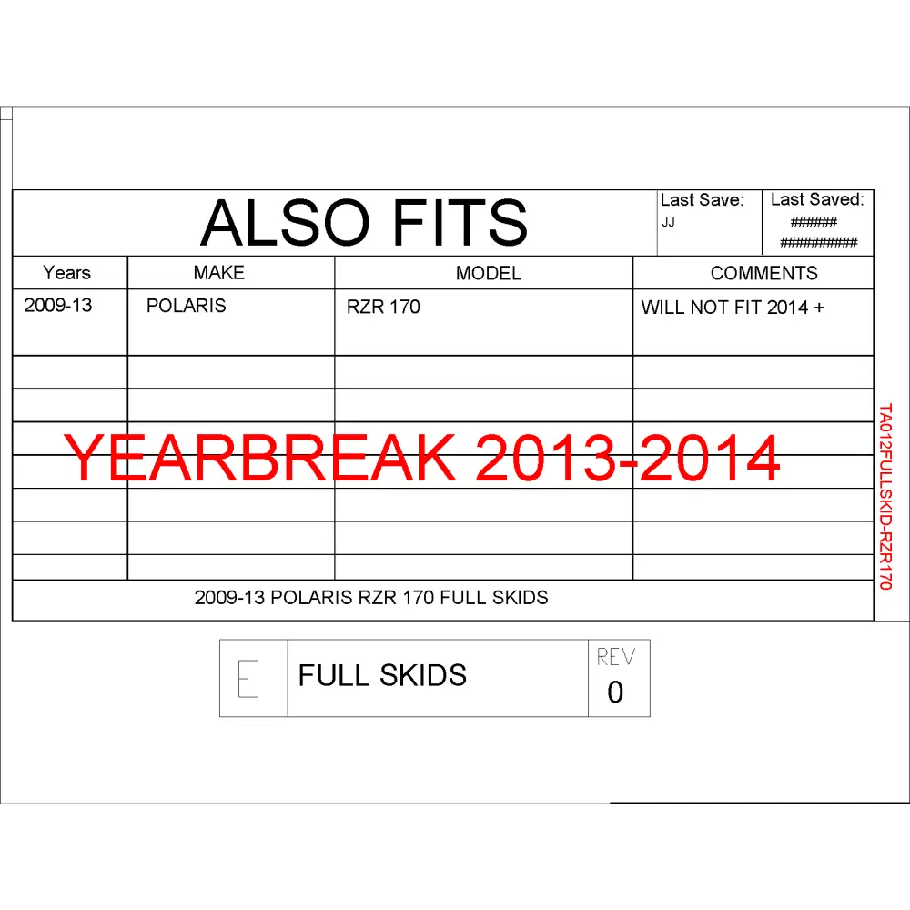 Trail Armor Polaris RZR 170 Full Skids with Integrated Side Nerfs and Rear Swing Arm Skid - Skid Plates