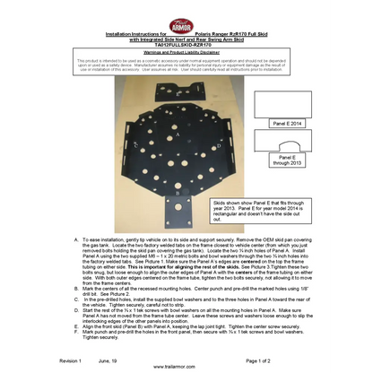 Trail Armor Polaris RZR 170 Full Skids with Integrated Side Nerfs and Rear Swing Arm Skid - Skid Plates