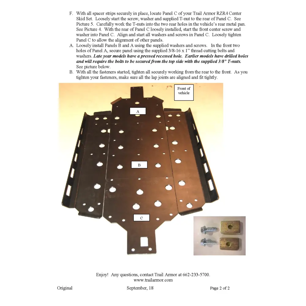 Trail Armor Polaris RZR 4 800 Center Skids 2008 - 2014 - Skid Plates