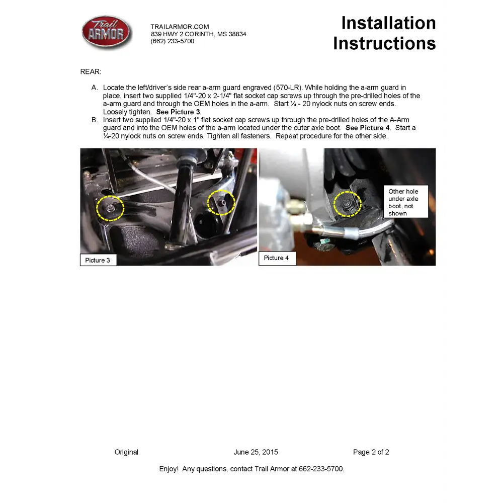 Trail Armor Polaris RZR 570 iMpact A-arm Guards 2012 - 2020 - A-Arm Guards