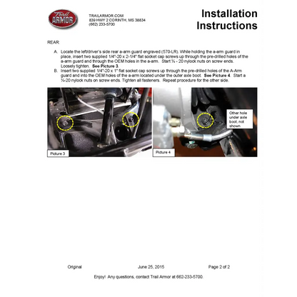Trail Armor Polaris RZR 570 iMpact A-arm Guards 2012 - 2020 - A-Arm Guards