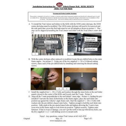 Trail Armor Polaris RZR 800 RZR 570 RZR 800 S RZR 800 XC RZR S 570 Slider Nerfs - Skid Plates