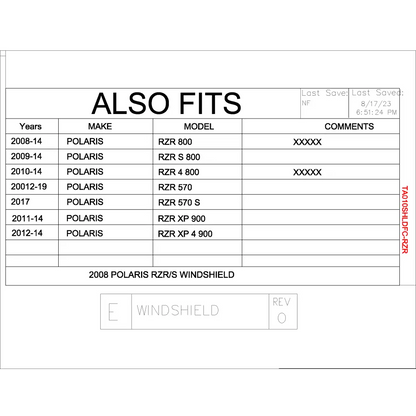 Trail Armor Polaris RZR 800 RZR S 800 RZR4 800 RZR XP 900 RZR4 XP 900 RZR 570 RZR S 570 CoolFlo Windshield with Fast