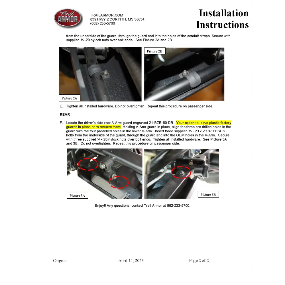 Trail Armor Polaris RZR Trail iMpact A-arm Guards 2021 - 2023 - A-Arm Guards