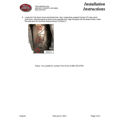 Trail Armor Polaris RZR Pro XP RZR Pro XP 4 RZR Turbo R and RZR Turbo R 4 (all editions) Inner Fender Liners