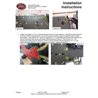 Trail Armor Polaris RZR Trail Trail S 900 and Trail S 1000 Full Skids with Slider Nerfs or Trimmed for Polaris Kick