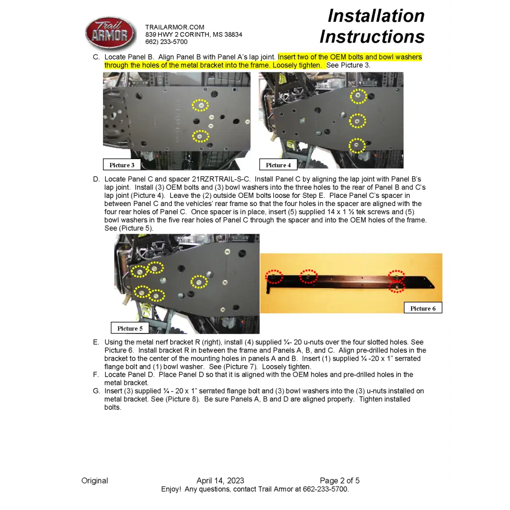 Trail Armor Polaris RZR Trail Trail S 900 and Trail S 1000 Full Skids with Slider Nerfs or Trimmed for Polaris Kick