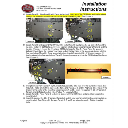 Trail Armor Polaris RZR Trail Trail S 900 and Trail S 1000 Full Skids with Slider Nerfs or Trimmed for Polaris Kick
