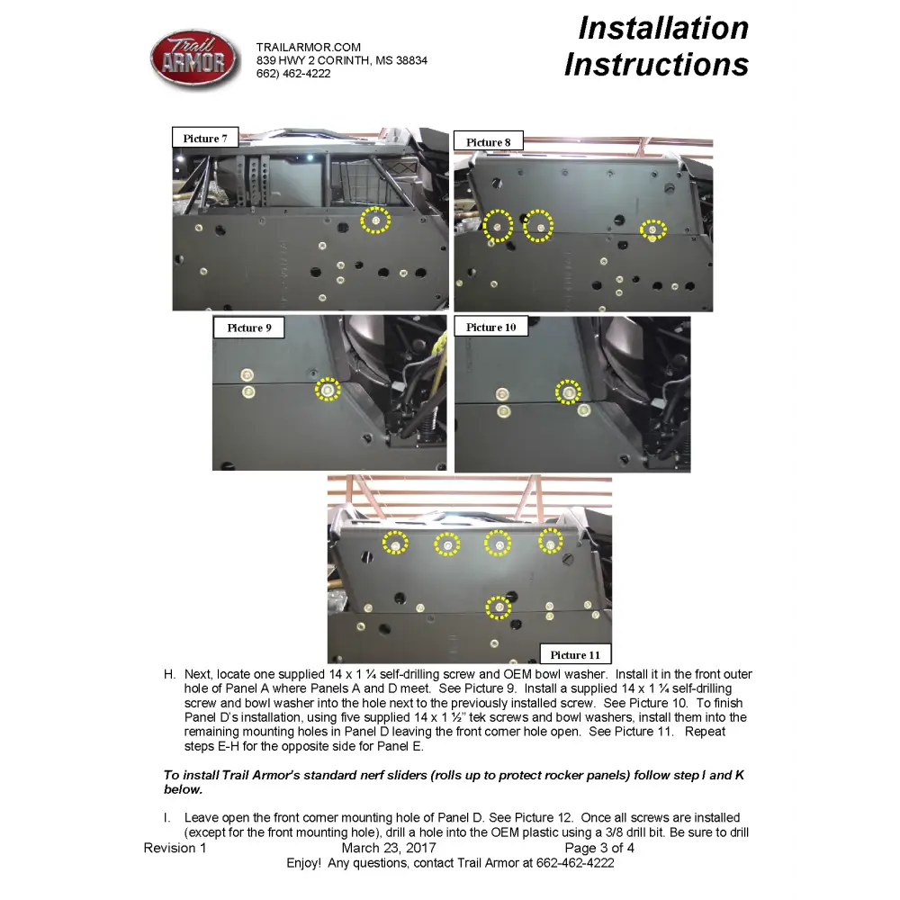 Trail Armor Polaris RZR S 900 RZR S 900 EPS RZR 900 RZR 900 EPS TRAIL RZR 900 XC and RZR S 1000 Full Skids with Slider