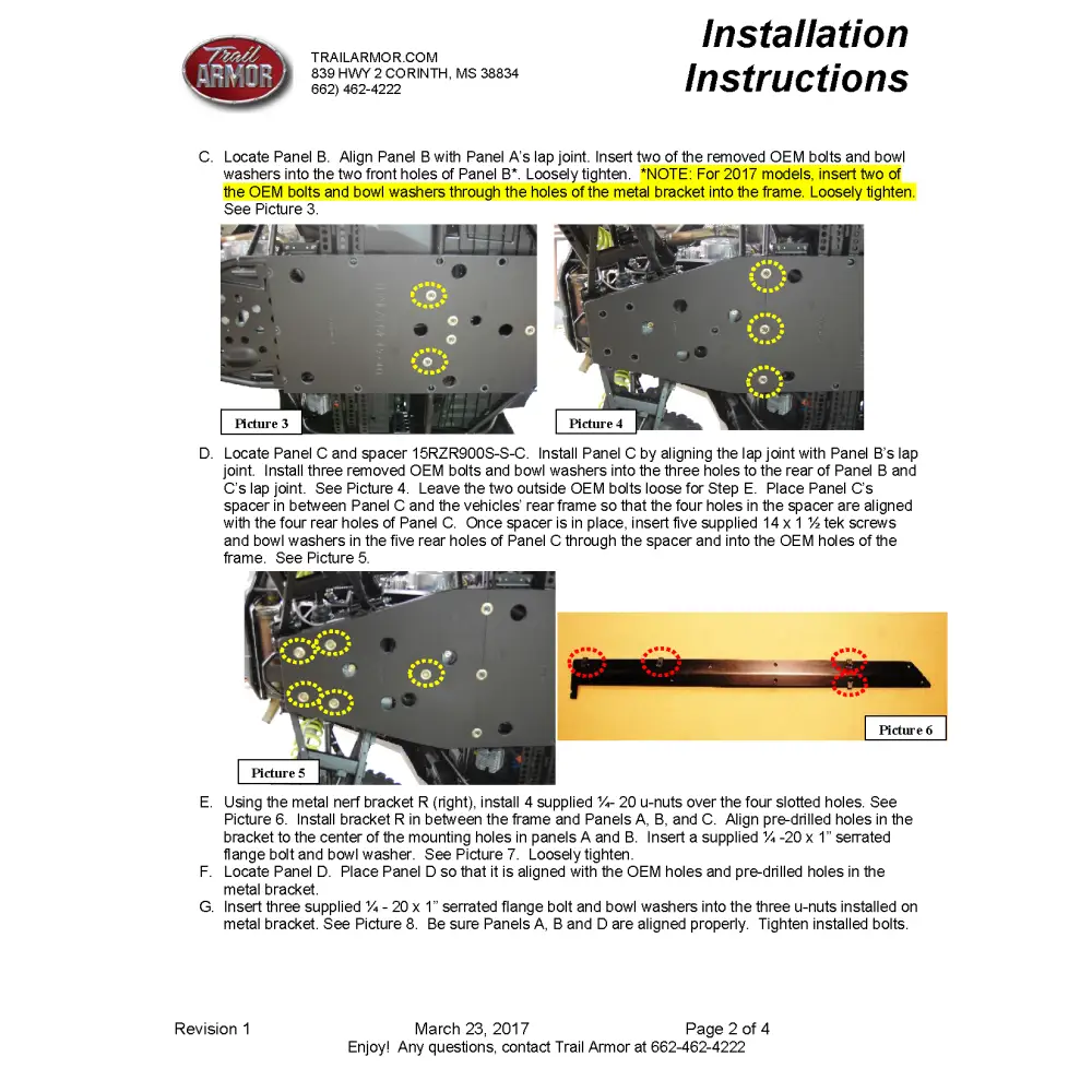 Trail Armor Polaris RZR S 900 RZR S 900 EPS RZR 900 RZR 900 EPS TRAIL RZR 900 XC and RZR S 1000 Full Skids with Slider
