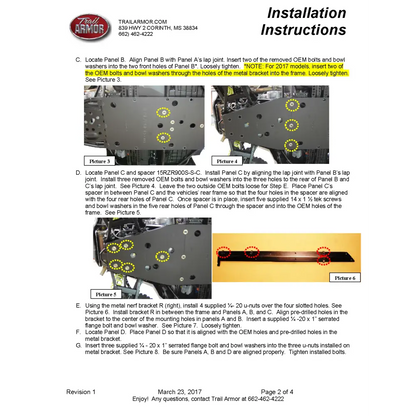 Trail Armor Polaris RZR S 900 RZR S 900 EPS RZR 900 RZR 900 EPS TRAIL RZR 900 XC and RZR S 1000 Full Skids with Slider