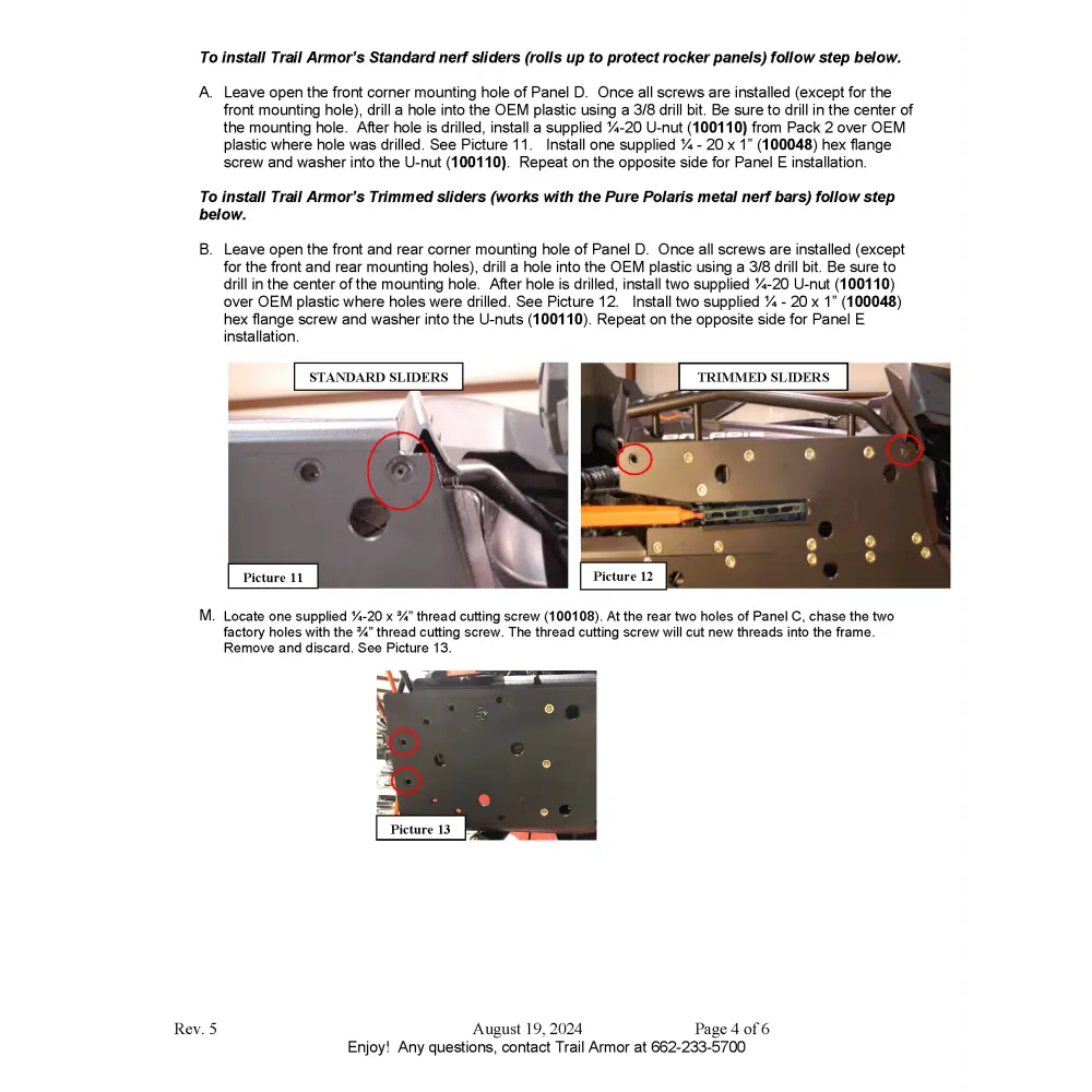 Trail Armor Polaris RZR XP 1000 (including the High Lifter Trails and Rocks Sport Premium Ultimate Editions) RZR XP