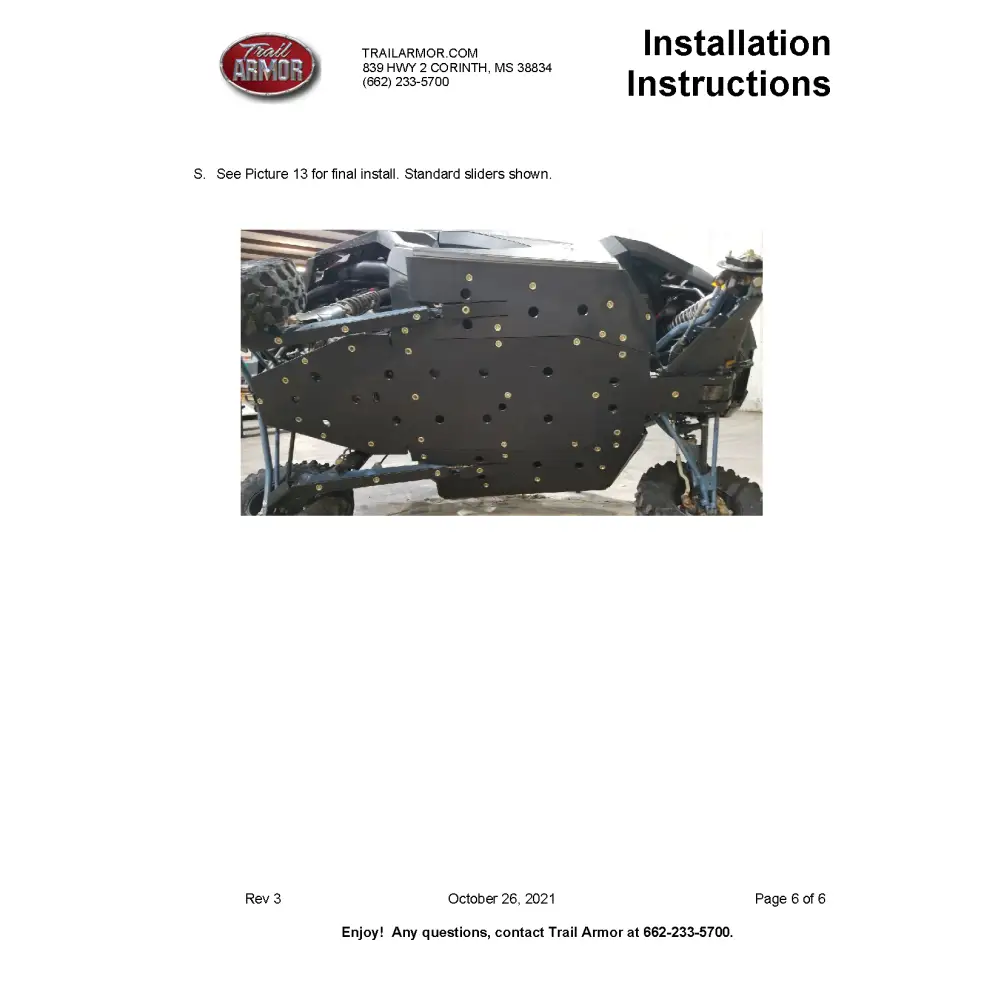 Trail Armor Polaris RZR XP PRO Full Skids with Integrated Sliders or Trimmed for Extreme Kick Out Nerf Sliders 2020