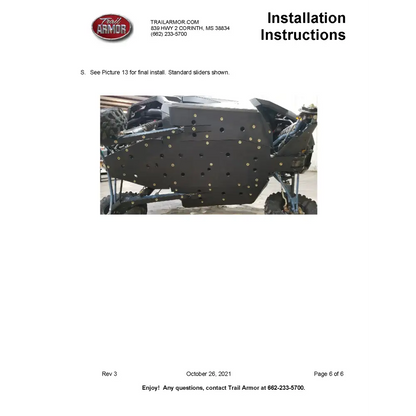 Trail Armor Polaris RZR XP PRO Full Skids with Integrated Sliders or Trimmed for Extreme Kick Out Nerf Sliders 2020