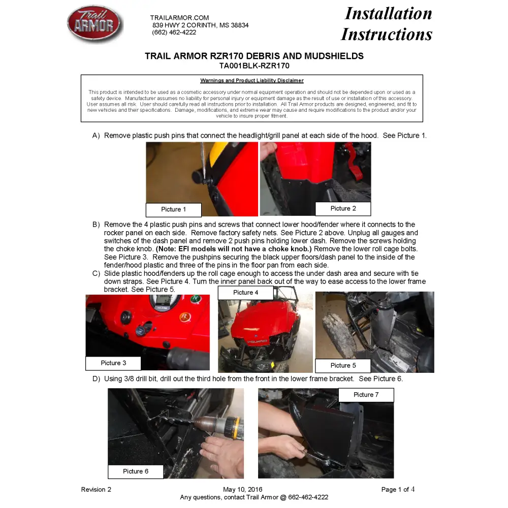 Trail Armor Polaris RZR170 Half Door Style Debris and Mud Shields 2009 - 2021 - Doors