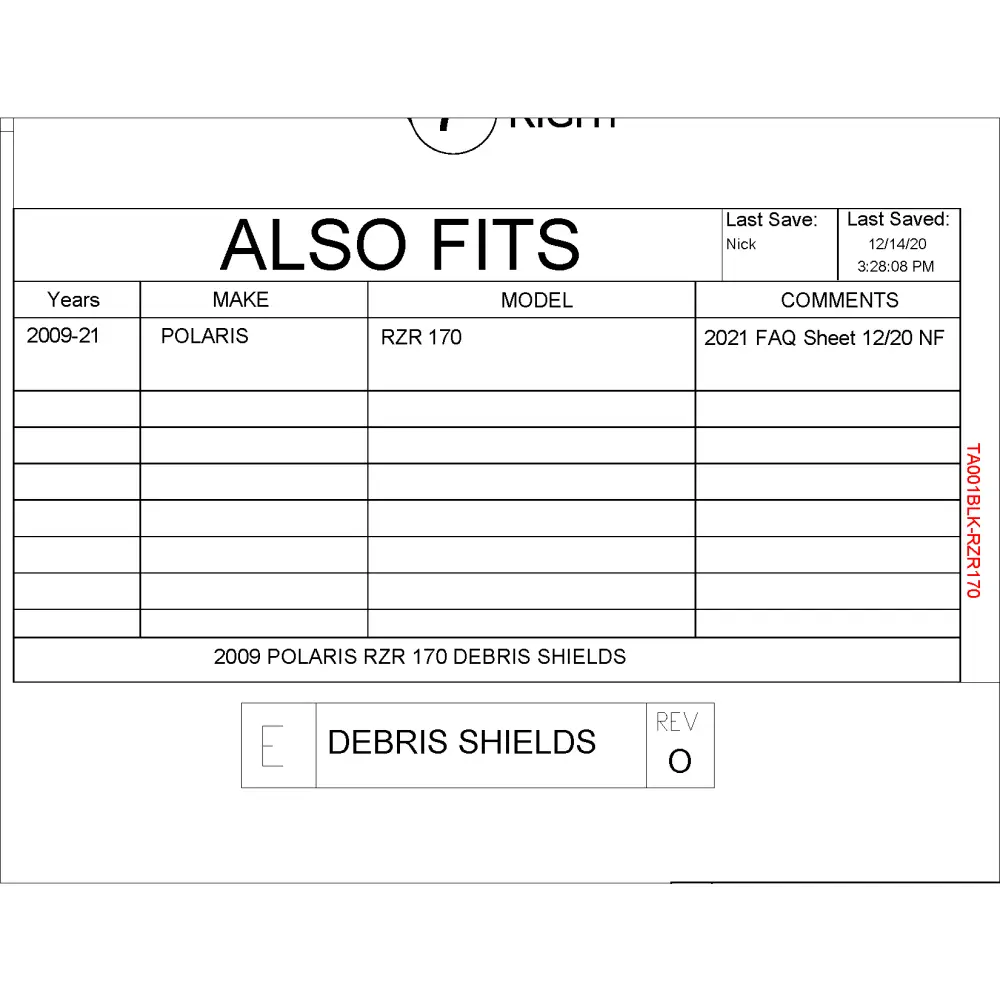 Trail Armor Polaris RZR170 Half Door Style Debris and Mud Shields 2009 - 2021 - Doors