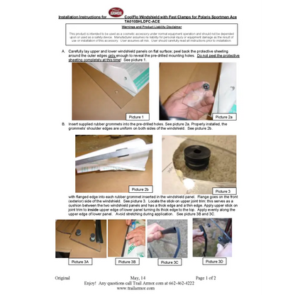 Trail Armor Polaris Sportsman ACE 325 500 570 570 SP 900 900 XC CoolFlo Windshield with Fast Clamps DoT Approved Rated