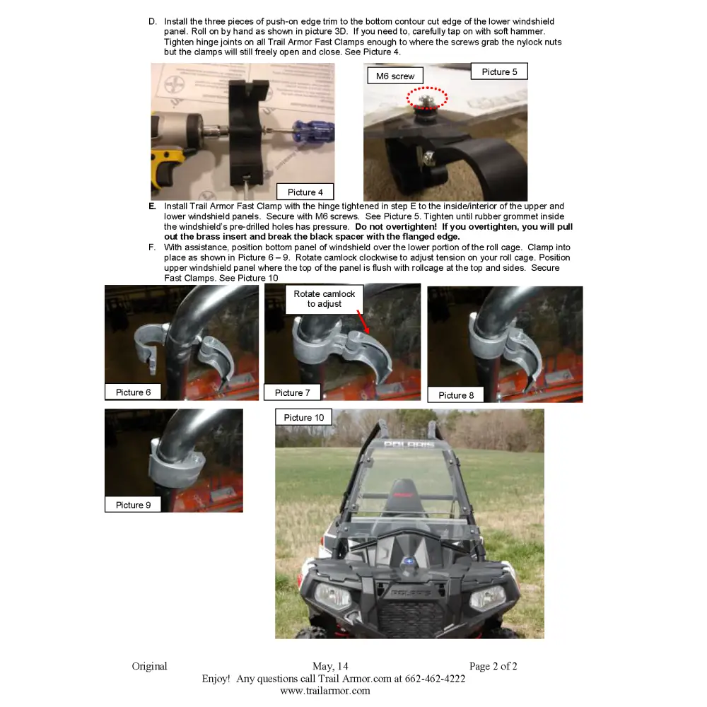 Trail Armor Polaris Sportsman ACE 325 500 570 570 SP 900 900 XC CoolFlo Windshield with Fast Clamps DoT Approved Rated