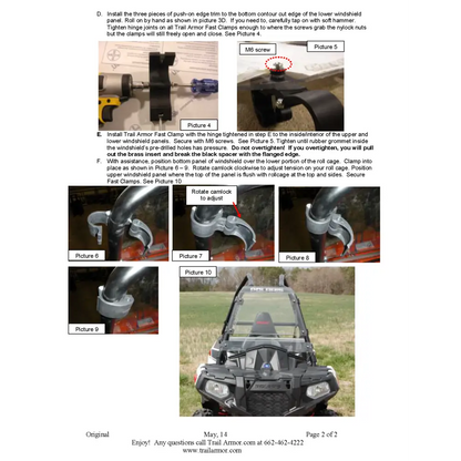Trail Armor Polaris Sportsman ACE 325 500 570 570 SP 900 900 XC CoolFlo Windshield with Fast Clamps DoT Approved Rated