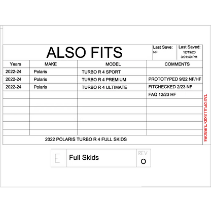 Trail Armor Polaris Turbo R 4 Full Skids with Standard or Trimmed Sliders - Skid Plates