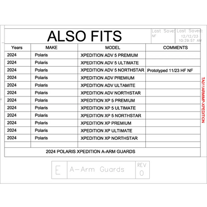 Trail Armor Polaris Xpedition XP XP 5 ADV 5 and ADV iMpact A-Arm Guards 2024 - A-Arm Guards