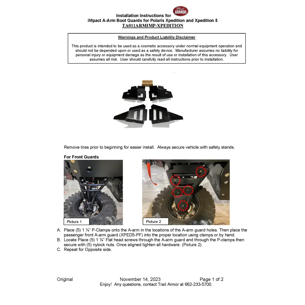 Trail Armor Polaris Xpedition XP XP 5 ADV 5 and ADV iMpact A-Arm Guards 2024 - A-Arm Guards