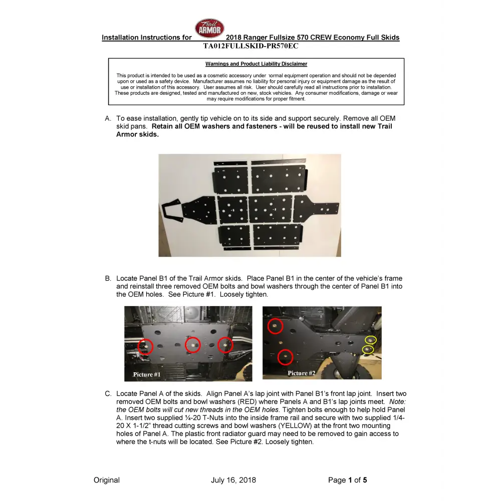 Trail Armor Ranger 570 Economy Crew Full Skids 2017 - 2024 - Skid Plates