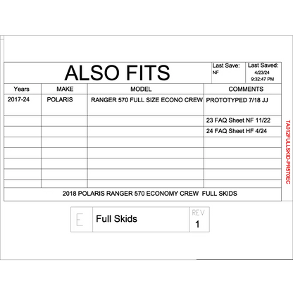 Trail Armor Ranger 570 Economy Crew Full Skids 2017 - 2024 - Skid Plates