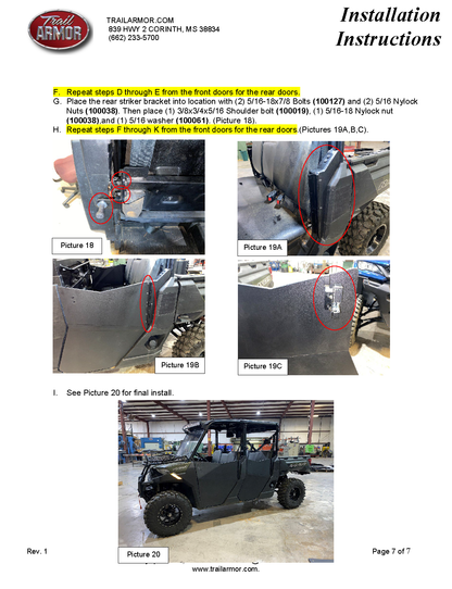 Trail Armor Ranger Crew and Ranger XP Crew 1000 Half Doors 2021 - 2024 - Doors