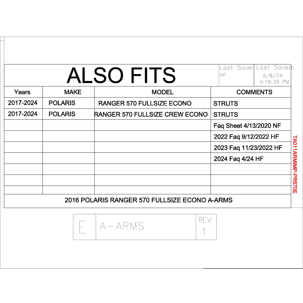 Trail Armor Ranger Full Size Economy 570 and Ranger Full Size Economy 570 Crew Impact A-Arm Guards (has STRUTS) - A-Arm