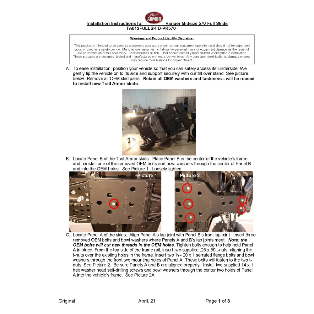 Trail Armor Ranger Midsize 570 and Ranger Midsize 500 Full Skids - Skid Plates