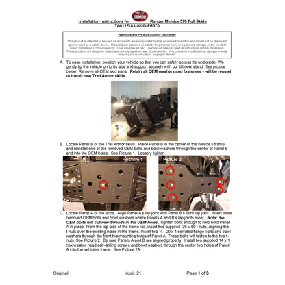 Trail Armor Ranger Midsize 570 and Ranger Midsize 500 Full Skids - Skid Plates