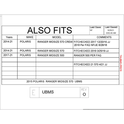 Trail Armor Ranger Midsize 570 Ranger Midsize 570 Crew and Ranger Midsize 500 Underbed Mud Shield with Fender