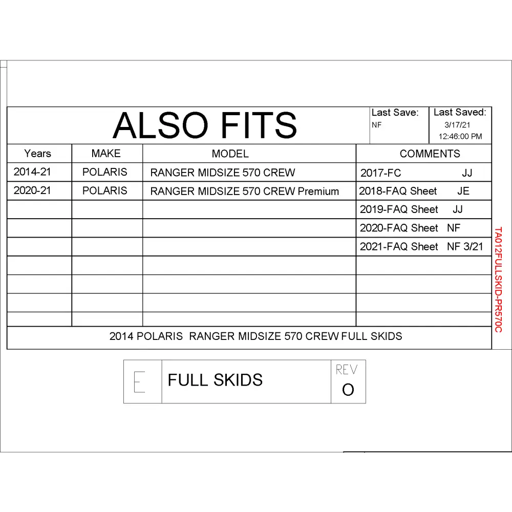 Trail Armor Ranger Midsize 570 Crew Full Skids 2014 - 2021 - Skid Plates