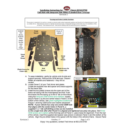 Trail Armor RZR 4 XP 900 and Jagged X Full Skids with Slider Nerfs with Extended Rear Coverage fits 2012-2014 - Skid