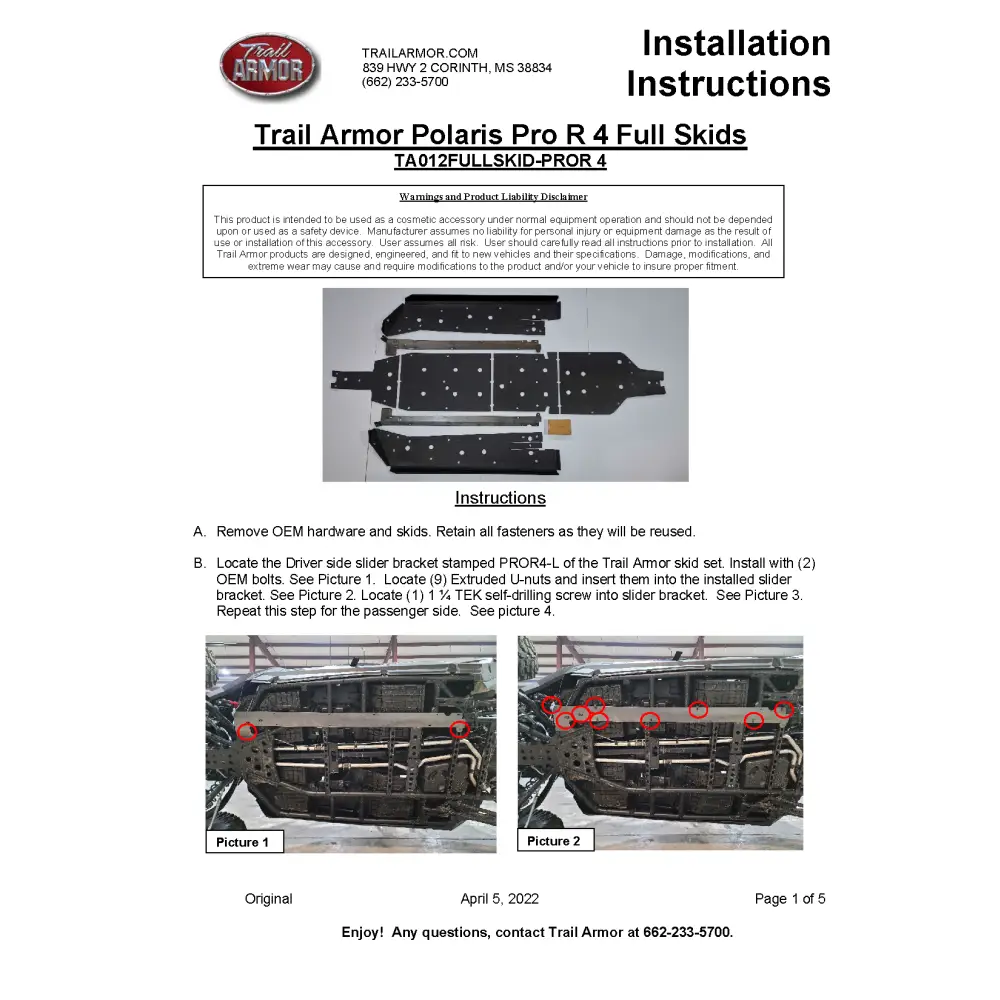 Trail Armor RZR Pro R 4 Full Skids with Standard or Trimmed Sliders - Skid Plates