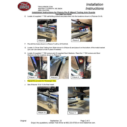 Trail Armor RZR PRO R and RZR PRO R 4 iMpact Trailing Arm Guards set of 2 - A-Arm Guards