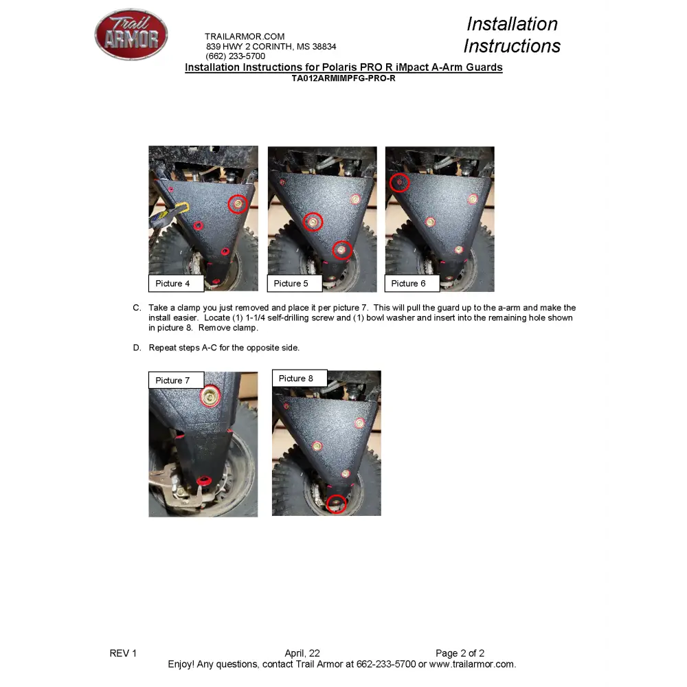 Trail Armor RZR PRO R Turbo R RZR PRO R 4 Turbo R and Turbo R 4 iMpact Front Arm Guards set of 2 - A-Arm Guards