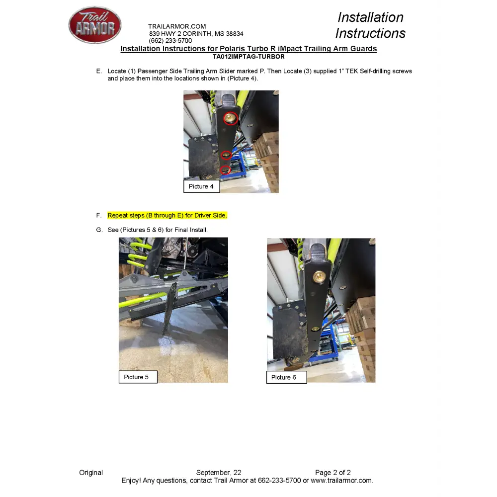 Trail Armor RZR Turbo R and RZR Turbo R 4 iMpact Trailing Arm Guards set of 2 - A-Arm Guards