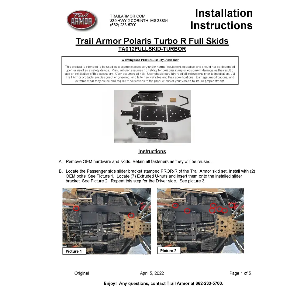 Trail Armor RZR Turbo R Full Skids with Standard or Trimmed Sliders - Skid Plates