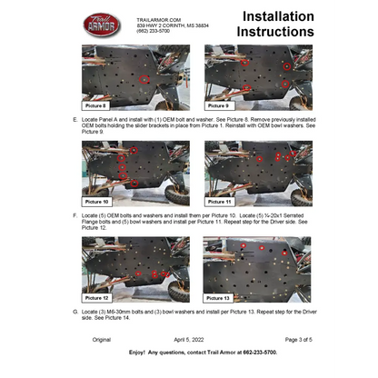 Trail Armor RZR Turbo R Full Skids with Standard or Trimmed Sliders - Skid Plates