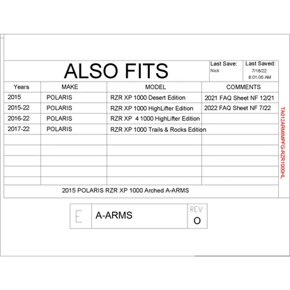 Trail Armor RZR XP 1000 RZR XP 4 1000 OEM Highlifter/Desert Edition/Trails and Rocks Arched iMpact Front A-Arm Guards