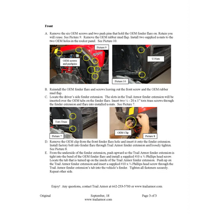 Trail Armor RZR XP 900 and RZR 4 XP 900 Mud Flap Fender Extensions fits 2011-2014 - Mudshields