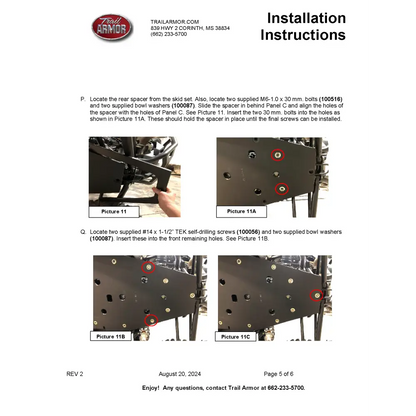Trail Armor RZR XP Pro 4 Full Skids with Integrated Sliders or Trimmed for Extreme Kick Out Nerf Sliders - Skid Plates
