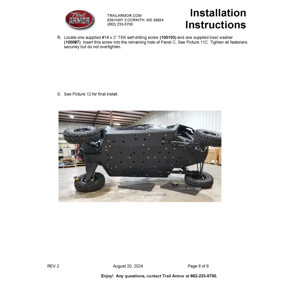 Trail Armor RZR XP Pro 4 Full Skids with Integrated Sliders or Trimmed for Extreme Kick Out Nerf Sliders - Skid Plates