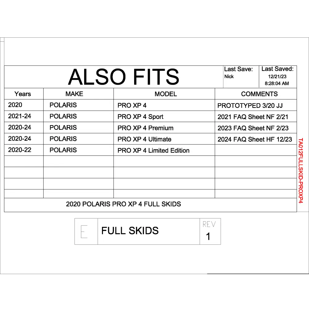 Trail Armor RZR XP Pro 4 Full Skids with Integrated Sliders or Trimmed for Extreme Kick Out Nerf Sliders - Skid Plates
