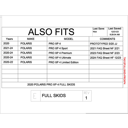 Trail Armor RZR XP Pro 4 Full Skids with Integrated Sliders or Trimmed for Extreme Kick Out Nerf Sliders - Skid Plates