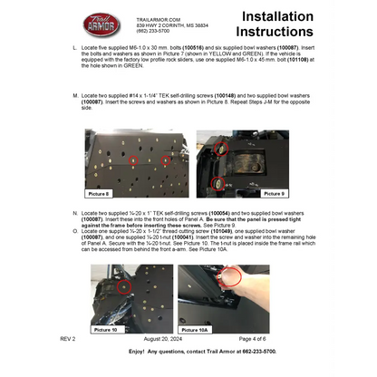 Trail Armor RZR XP Pro 4 Full Skids with Integrated Sliders or Trimmed for Extreme Kick Out Nerf Sliders - Skid Plates