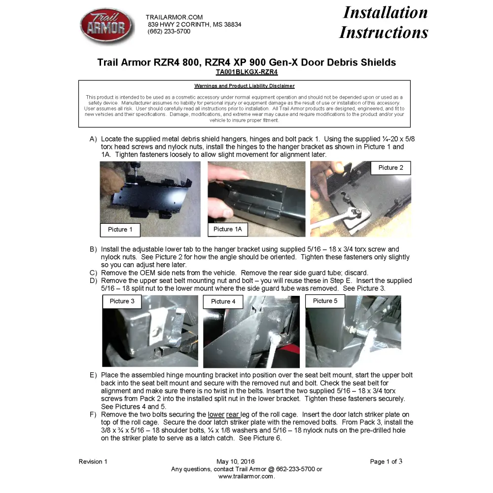 Trail Armor RZR4 800 RZR4 XP 900 GenX Doors - Doors