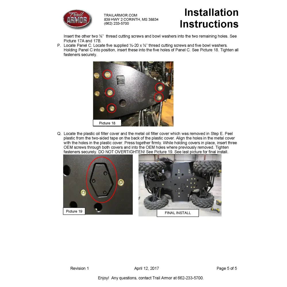 Trail Armor Sportsman 850/850 SP/1000 XP Scrambler 850/1000 XP Sportsman 850 Highlifter Sportsman XP 1000 High Lifter